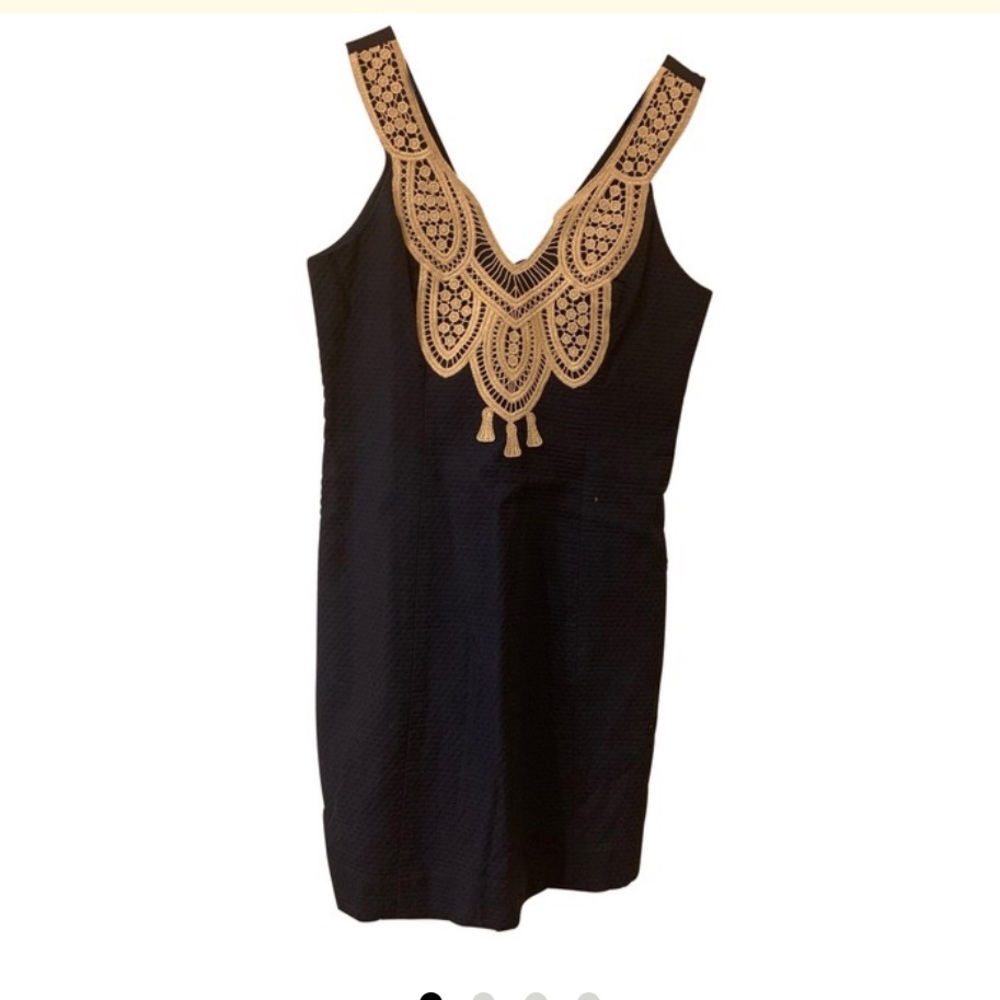 Lily Pulitzer navy/gold shift dress